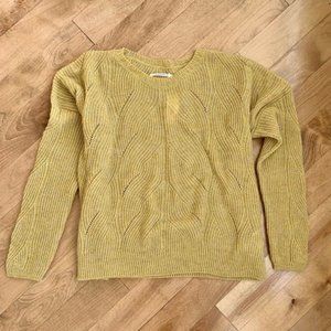 ANTHROPOLOGIE OPEN WEAVE CREW NECK SWEATER NEW WITH TAGS SIZE SMALL YELLOW